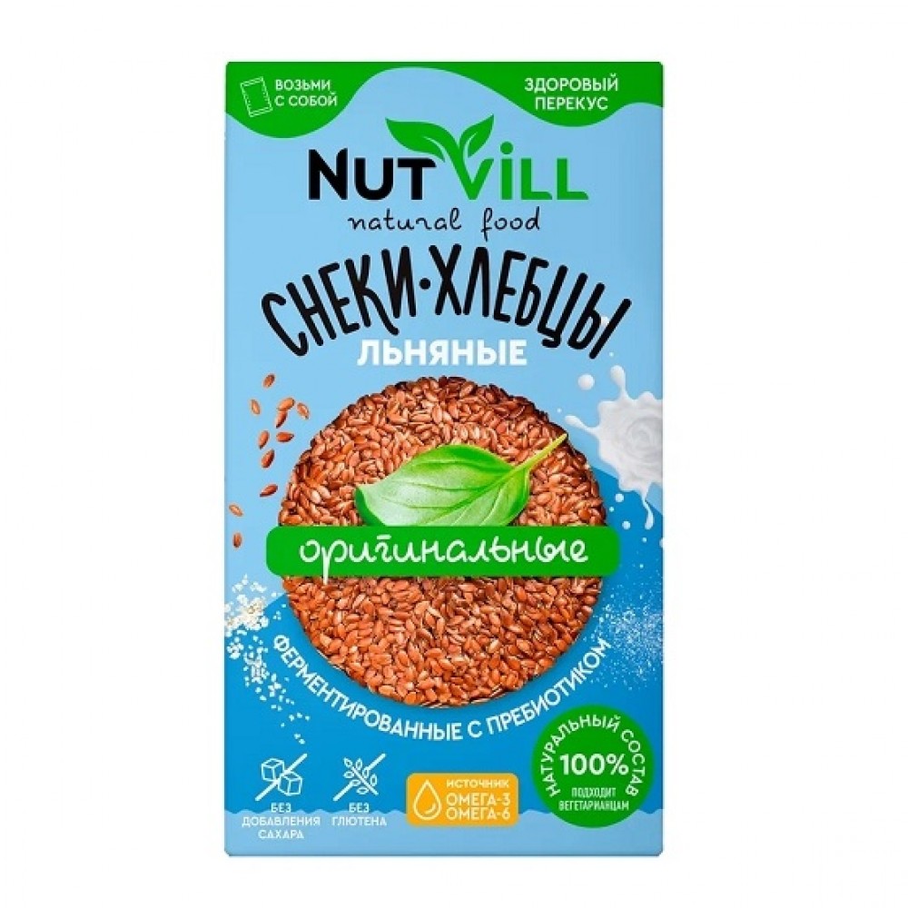 Снеки-хлебцы Оригинальные ферментированные с пребиотиком без сахара и без глютена 70 г NUT VILL 1136969