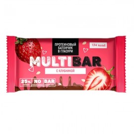 Батончик протеиновый  в глазури c клубникой без сахара 40 г MULTIBAR 1136980