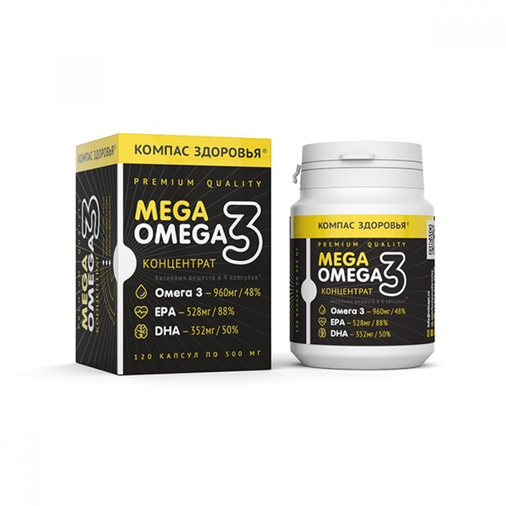 БАД к пище Рыбий жир концентрированный mega omega 3 60 г КОМПАС ЗДОРОВЬЯ 1136995