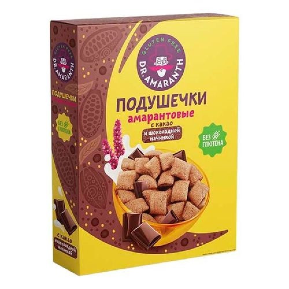 Подушечки амарантовые с какао и шоколадной начинкой 180 г DR. AMARANTH 1137008
