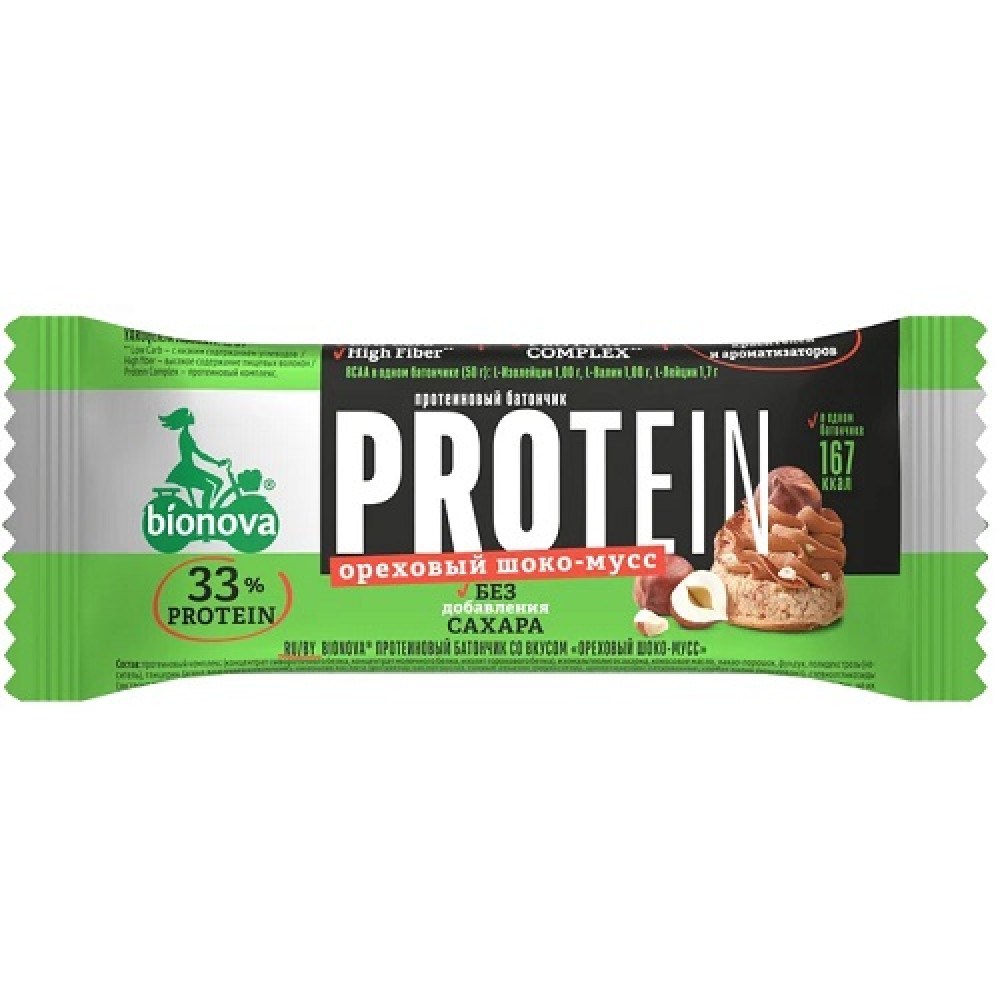 Протеиновый батончик Ореховый шоко-мусс 50 г BIONOVA 1137097