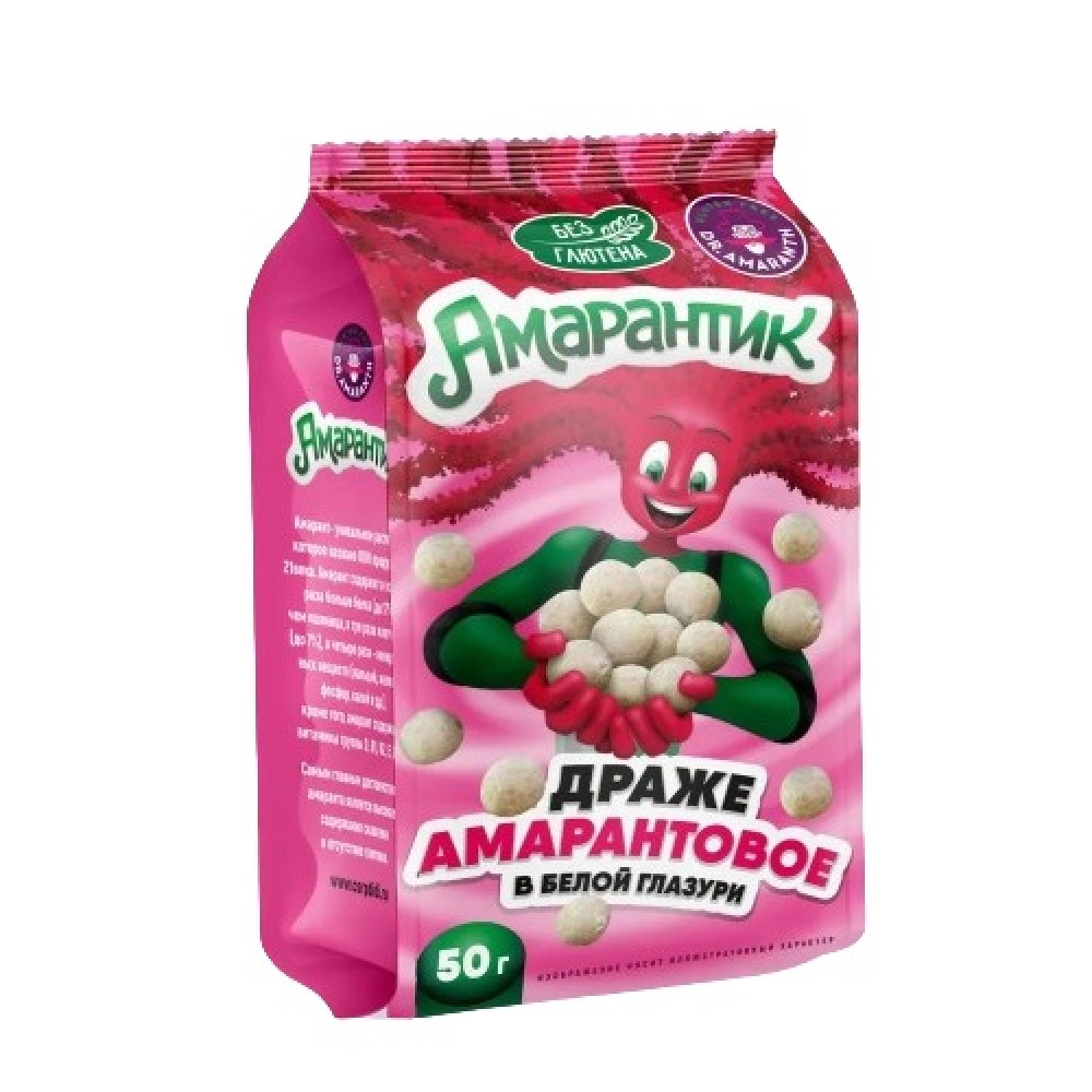 Драже амарантовое в белой глазури 50 г DR. AMARANTH 1137107