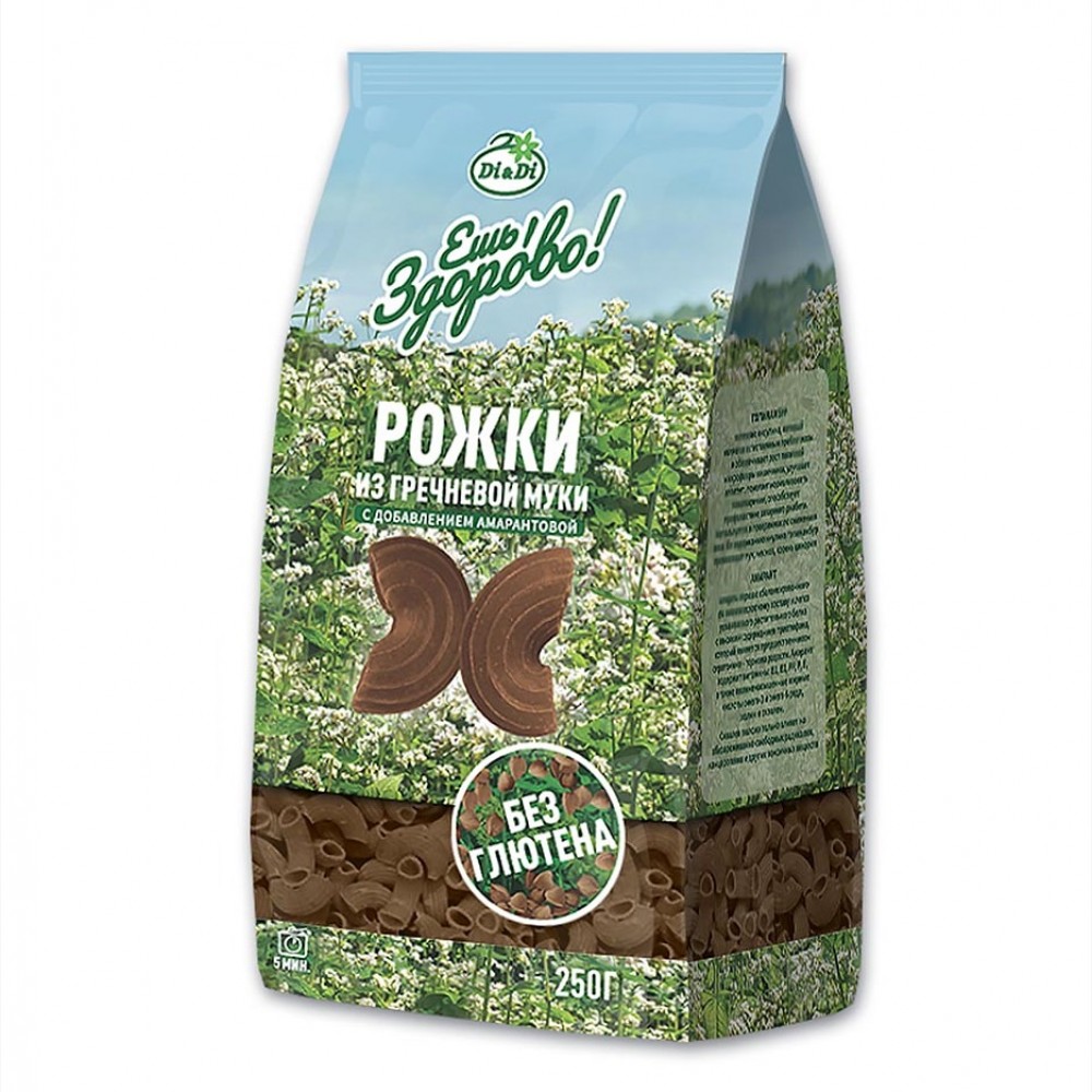 Макаронные изделия из гречневой муки с добавлением амарантовой Рожки 250 г ЕШЬ ЗДОРОВО 1137168