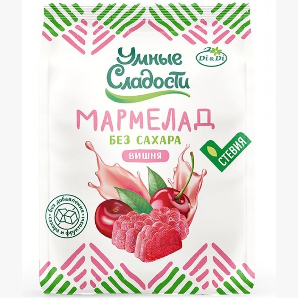 Мармелад желейно-формовой со стевией со вкусом вишни 150 г УМНЫЕ СЛАДОСТИ 1137171