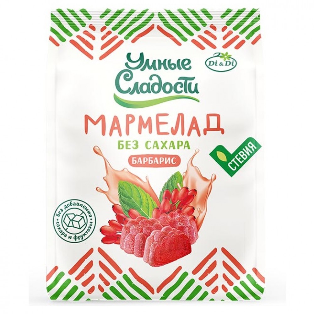 Мармелад желейно-формовой со стевией со вкусом барбариса 150 г УМНЫЕ СЛАДОСТИ 1137172
