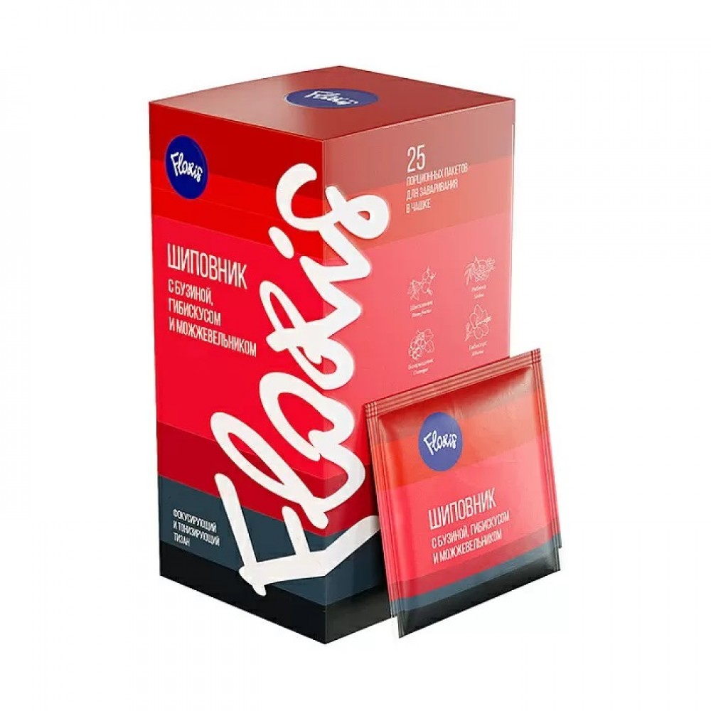 Напиток чайный Шиповник с бузиной гибискусом и можжевельником 50 г FLORIS 1137189