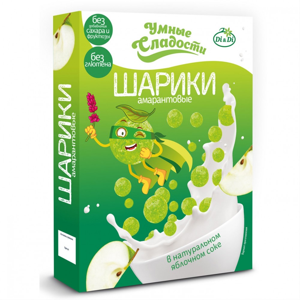 Шарики амарантовые в натуральном яблочном соке 160 г УМНЫЕ СЛАДОСТИ 1137224