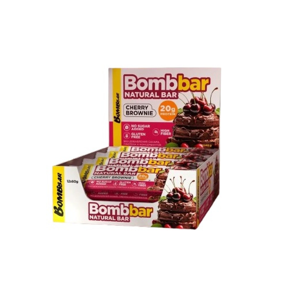 Батончик неглазированный со вкусом Вишневый брауни 60 г BOMBBAR 1137244