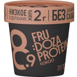 Десерт взбитый замороженный Frudoza Protein молокосодержащий без добавления сахара обогащенный белком с какао и ароматом ванили, 70г 1137392