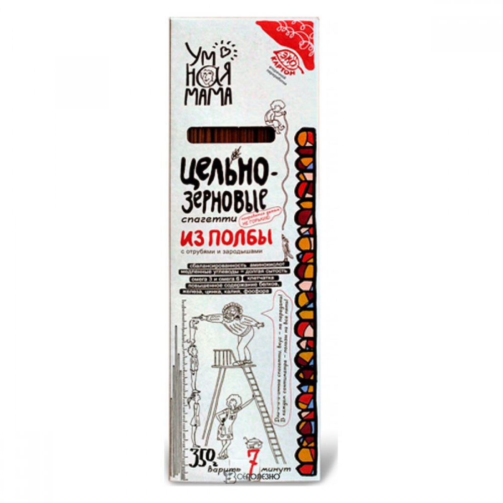 Макароны цельнозерновые из полбы Спагетти Умная мама 350 г 114436