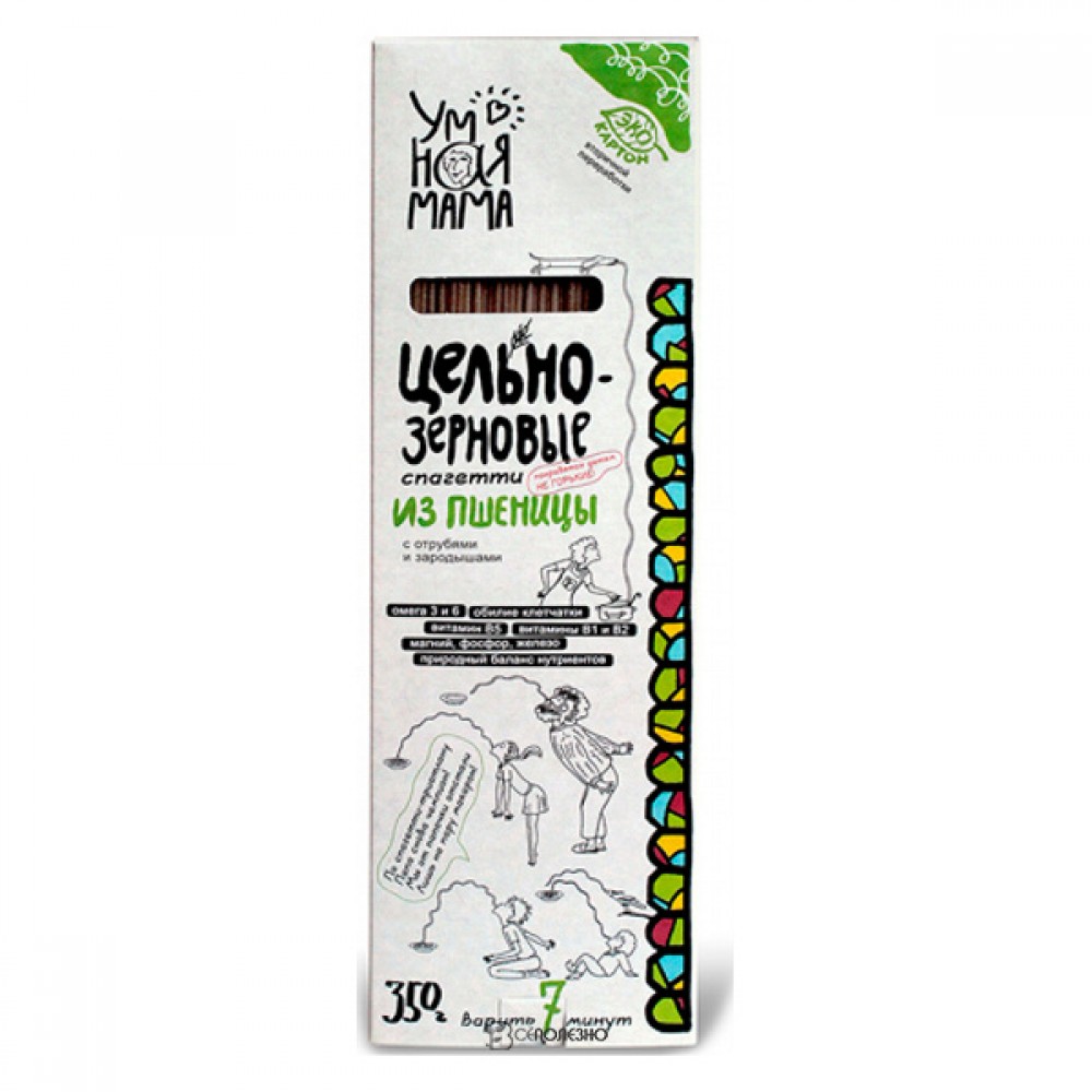 Макароны цельнозерновые пшеничные Спагетти Умная мама 350 г 114439