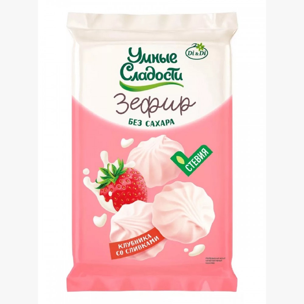 Зефир Клубника со сливками со стевией 50 г Умные сладости 114638