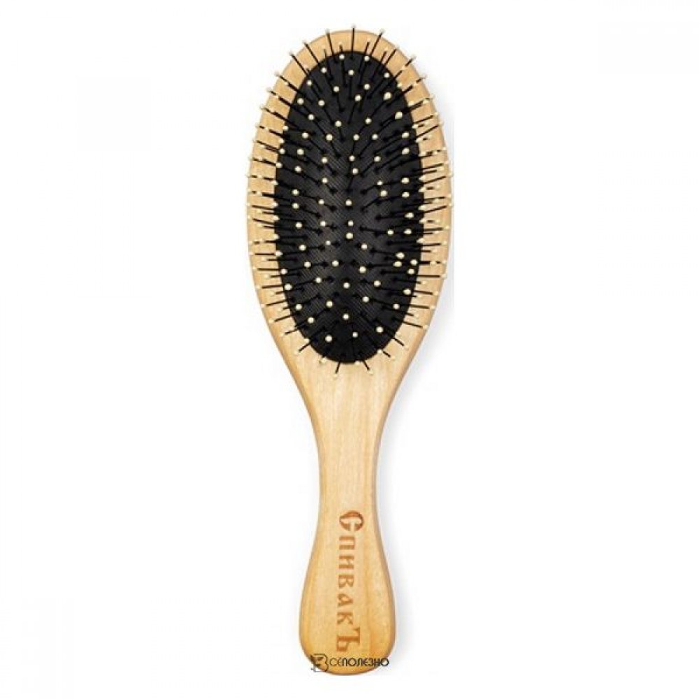 Расческа массажная из карельской березы овальная 100 г СПИВАКЪ 115031