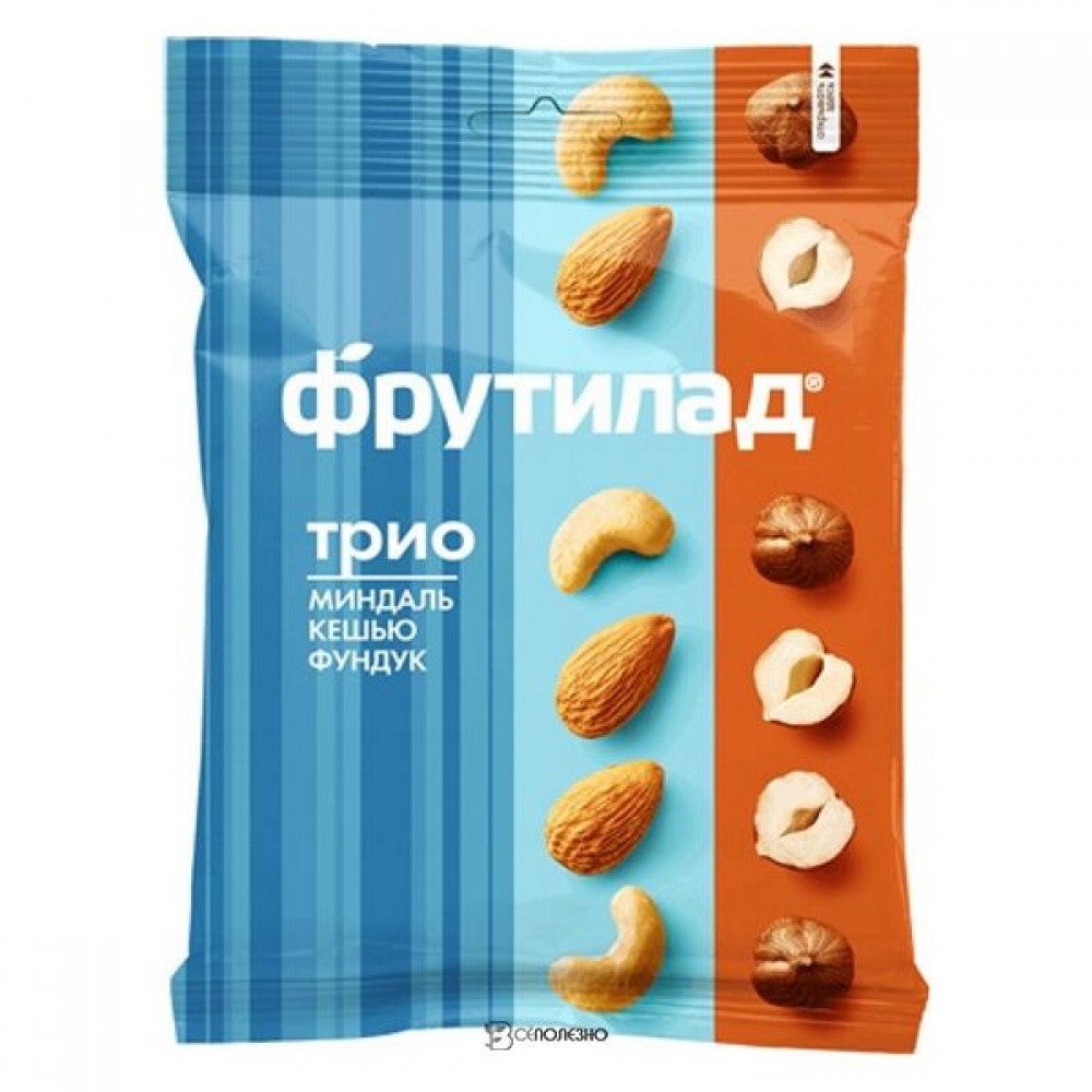 Смесь ореховая Трио фундук-миндаль-кешью 35 г ФРУКТОВАЯ ЭНЕРГИЯ 1134133