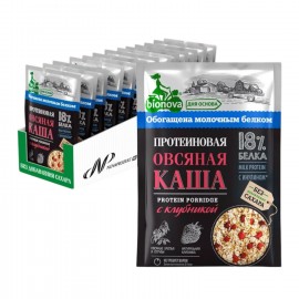 Овсяная каша с клубникой milk protein бокс 18 шт по 40 г BIONOVA 116652