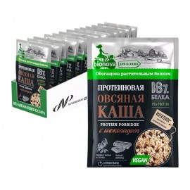 Овсяная каша с шоколадом vegan protein бокс 18 шт по 40 г BIONOVA 116654