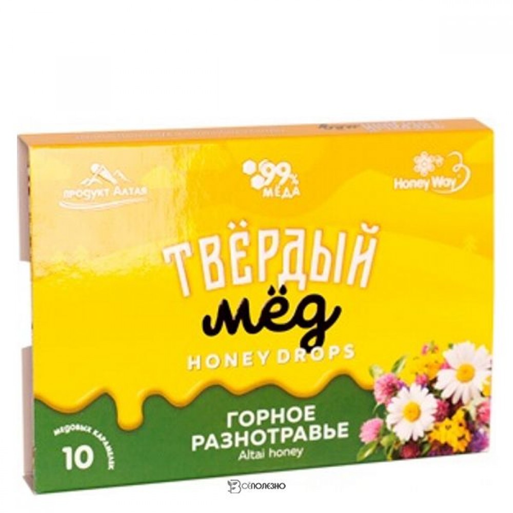 Мёд твёрдый горное разнотравье 30 г HONEYWAY 116706