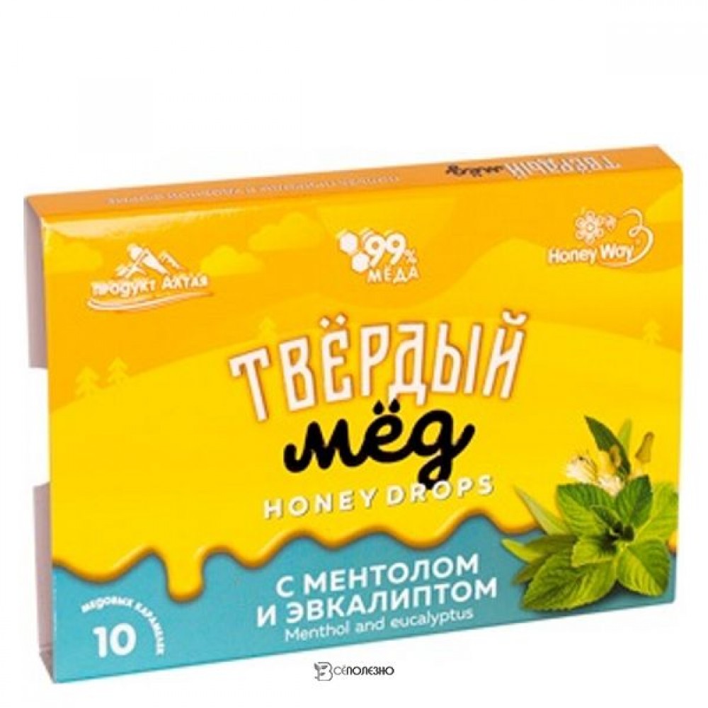 Мёд твёрдый с ментолом и эвкалиптовым маслом 30 г HONEYWAY 116708