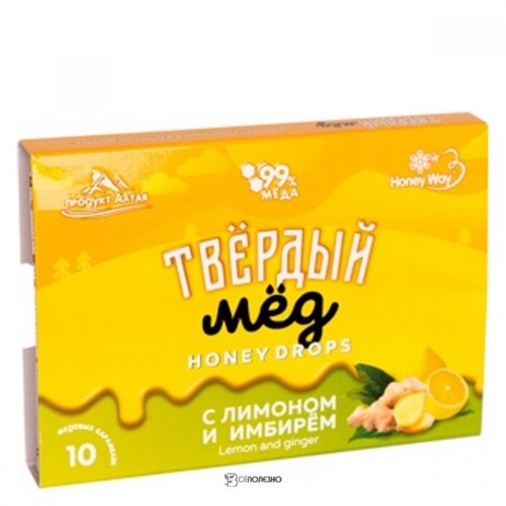Мёд твёрдый с лимоном и имбирём 30 г HONEYWAY 116709