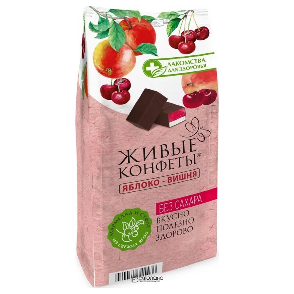 Мармелад-суфле с яблоком и вишней в горьком шоколаде 150 г ЛАКОМСТВА ДЛЯ ЗДОРОВЬЯ 116942