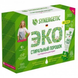 Эко стиральный порошок суперконцентрат 20 стик SYNERGETIC 116959