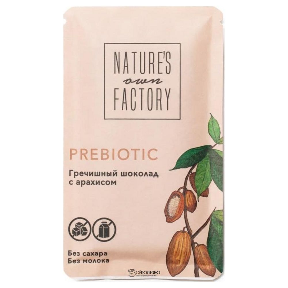 Шоколад гречишный PREBIOTIC с арахисом 20 г NATURE'S OWN FACTORY 122107