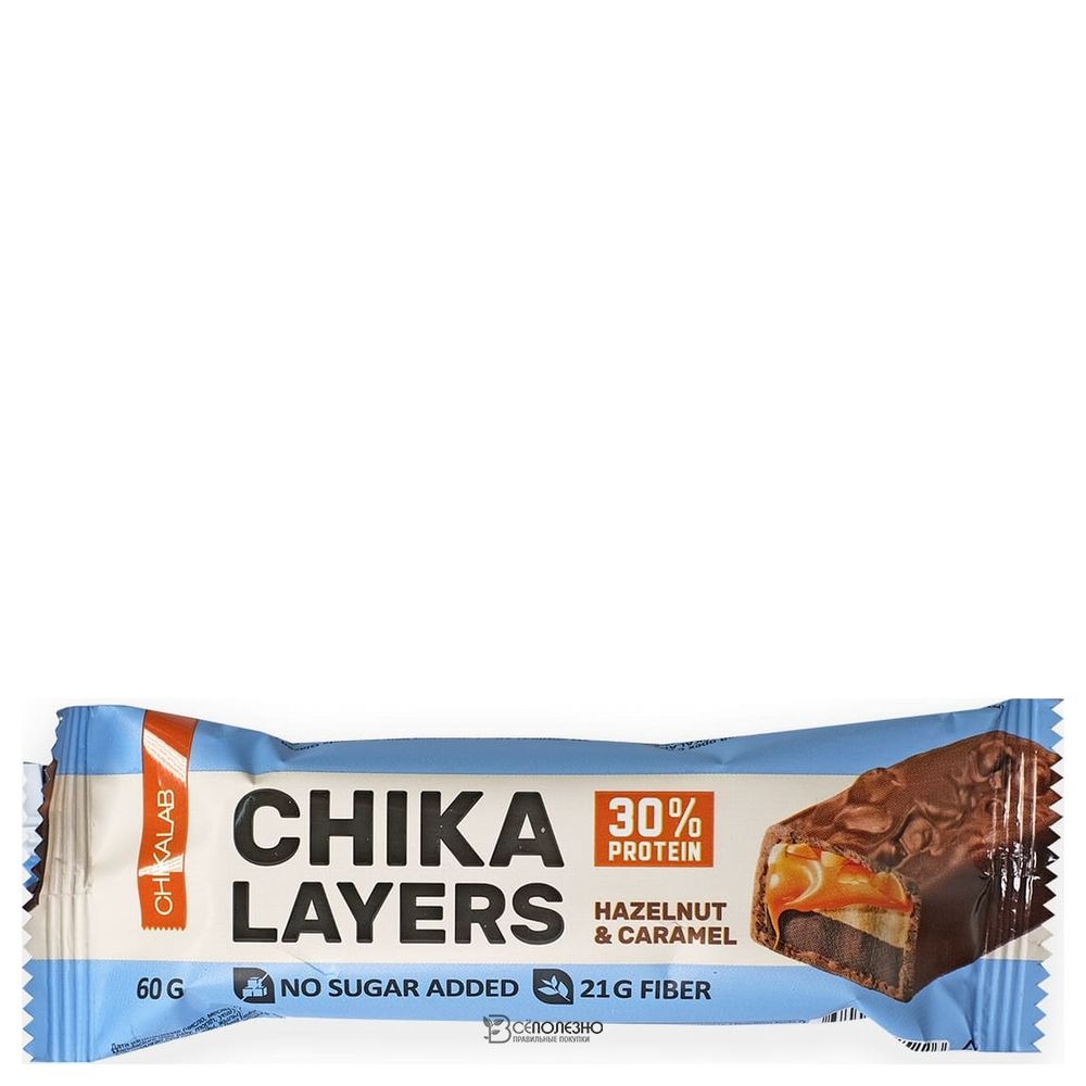 Батончик глазированный лесной орех с карамелью 60 г CHIKALAB 122163