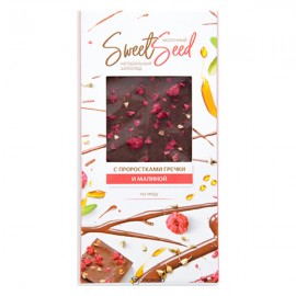 Шоколад молочный на меду SweetSeed с проростками гречки и малиной 85 г Образ жизни Алтая 140117