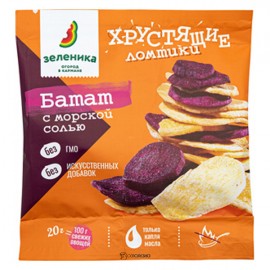 Ломтики овощные хрустящие из батата с морской солью 20 г Зеленика 160188