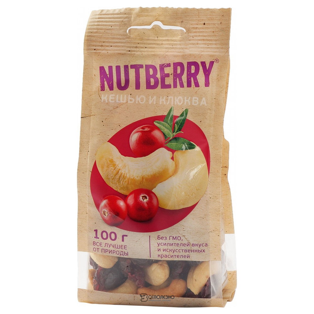 Смесь Кешью и клюква 100 г Nutberry 160223
