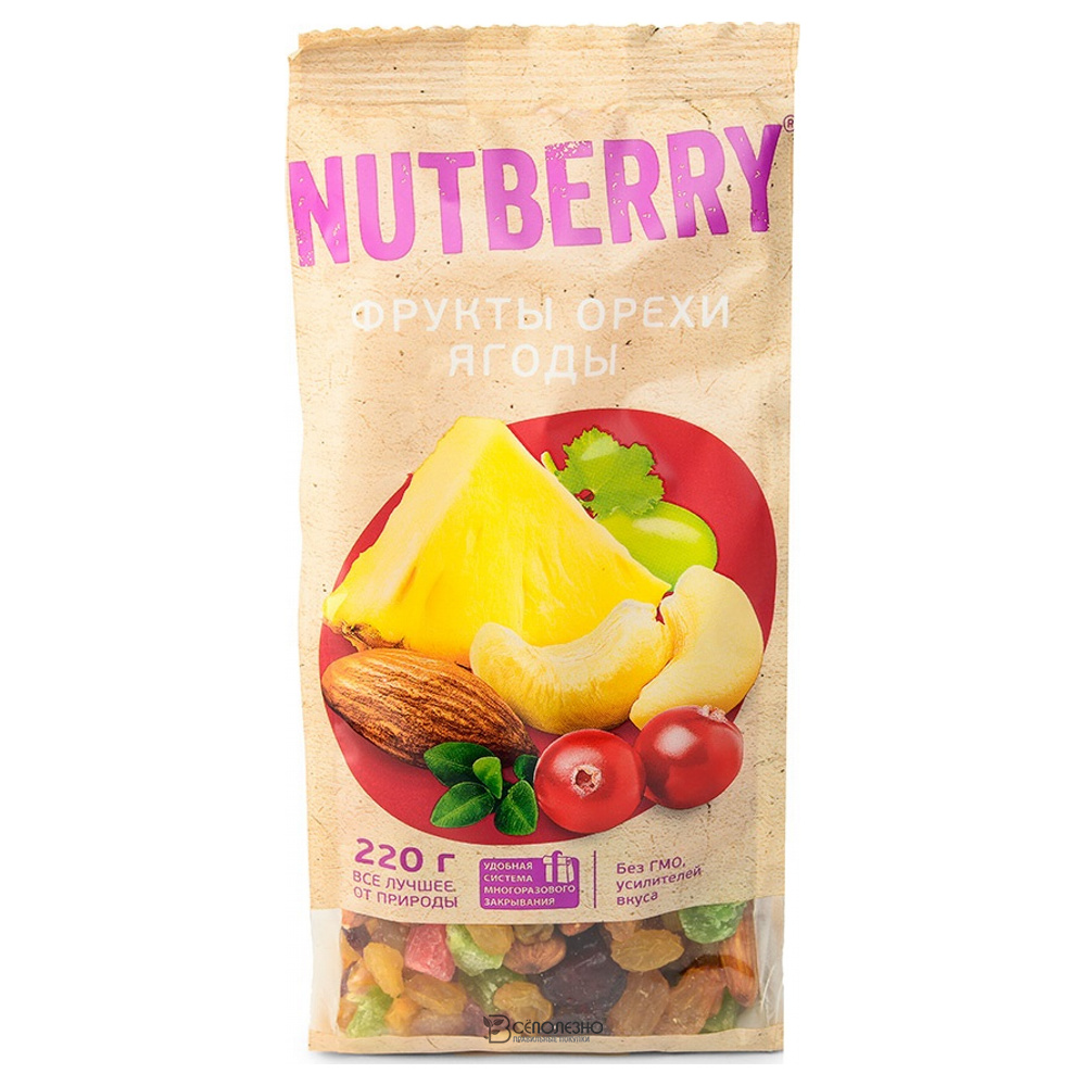 Смесь Орехи фрукты ягоды 220 г Nutberry 160239