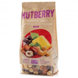 Смесь жаренные орехи с ананасом и изюмом 220 г Nutberry 160240