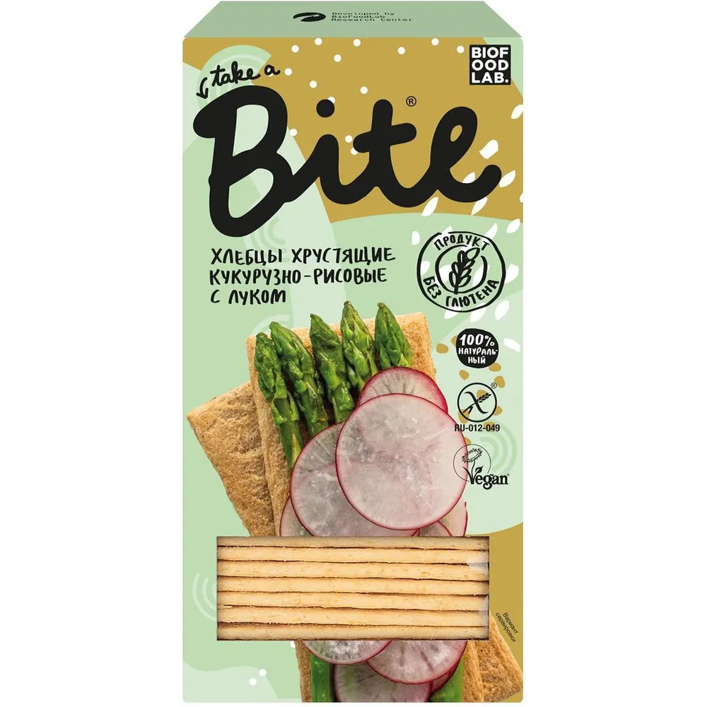 Хлебцы Кукурузно-рисовые с луком хрустящие Bite 160432