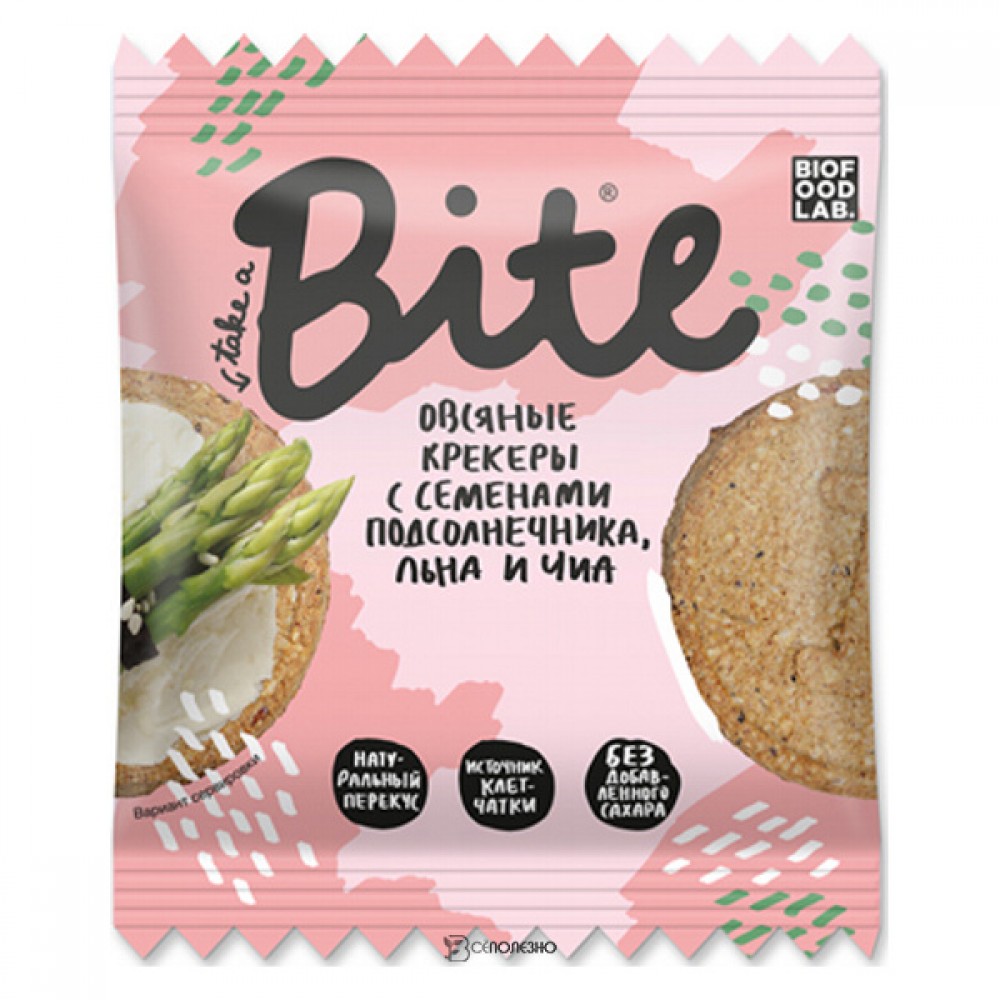 Крекеры овсяные с семенами подсолнечника льна и чиа Bite 160493