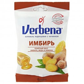 Карамель леденцовая с начинкой и витамином С VERBENA Имбирь в упаковке 60 г 160534