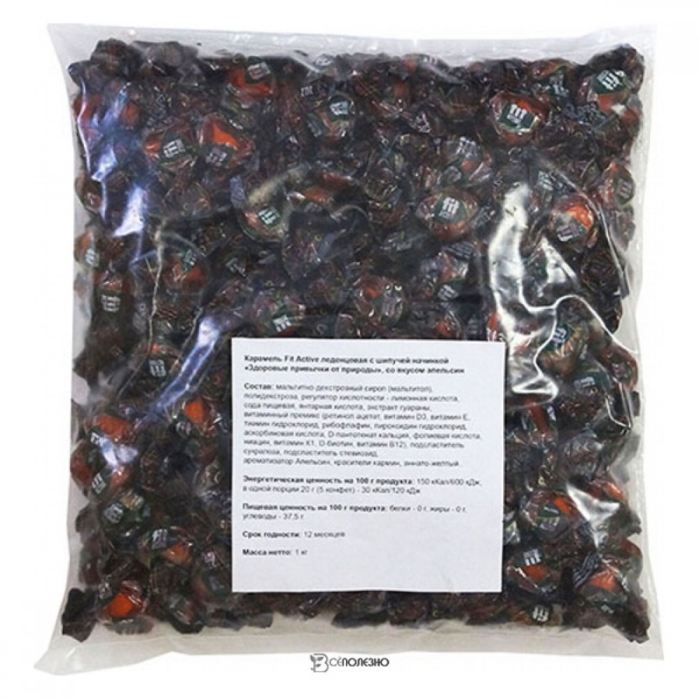 Карамель энергетическая Апельсин без сахара Fit Parad 1000 г 220841