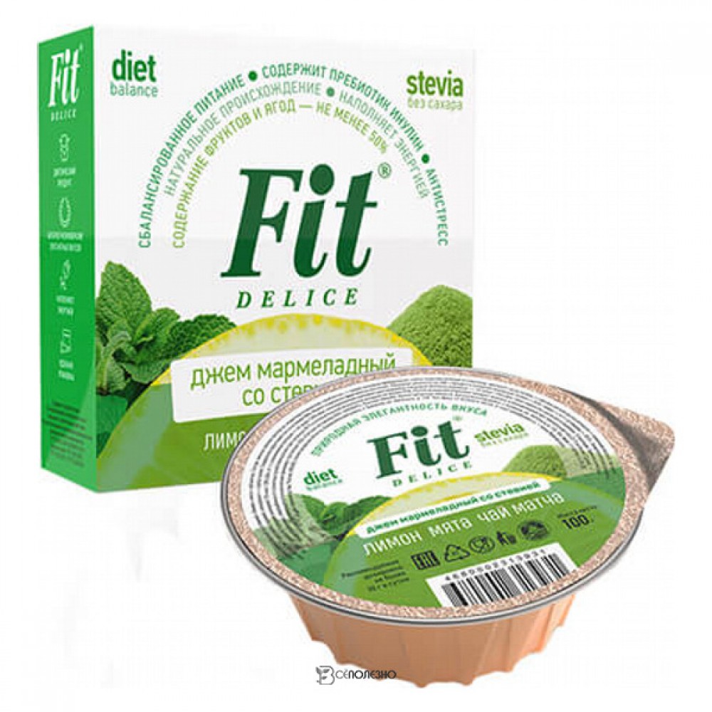 Джем-мармелад со стевией Лимон мята чай матча Fit Parad 100 г 220894