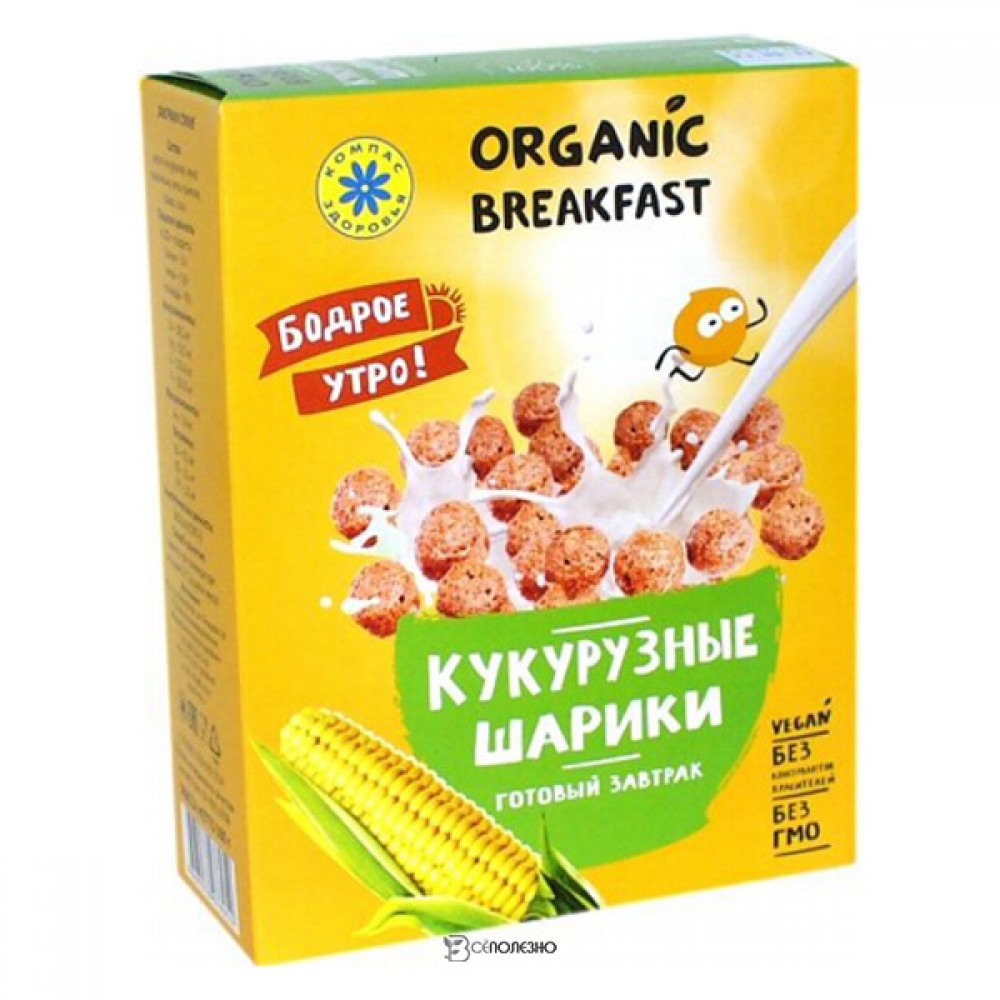 Сухой завтрак Кукурузные шарики Компас здоровья 100 г 220903