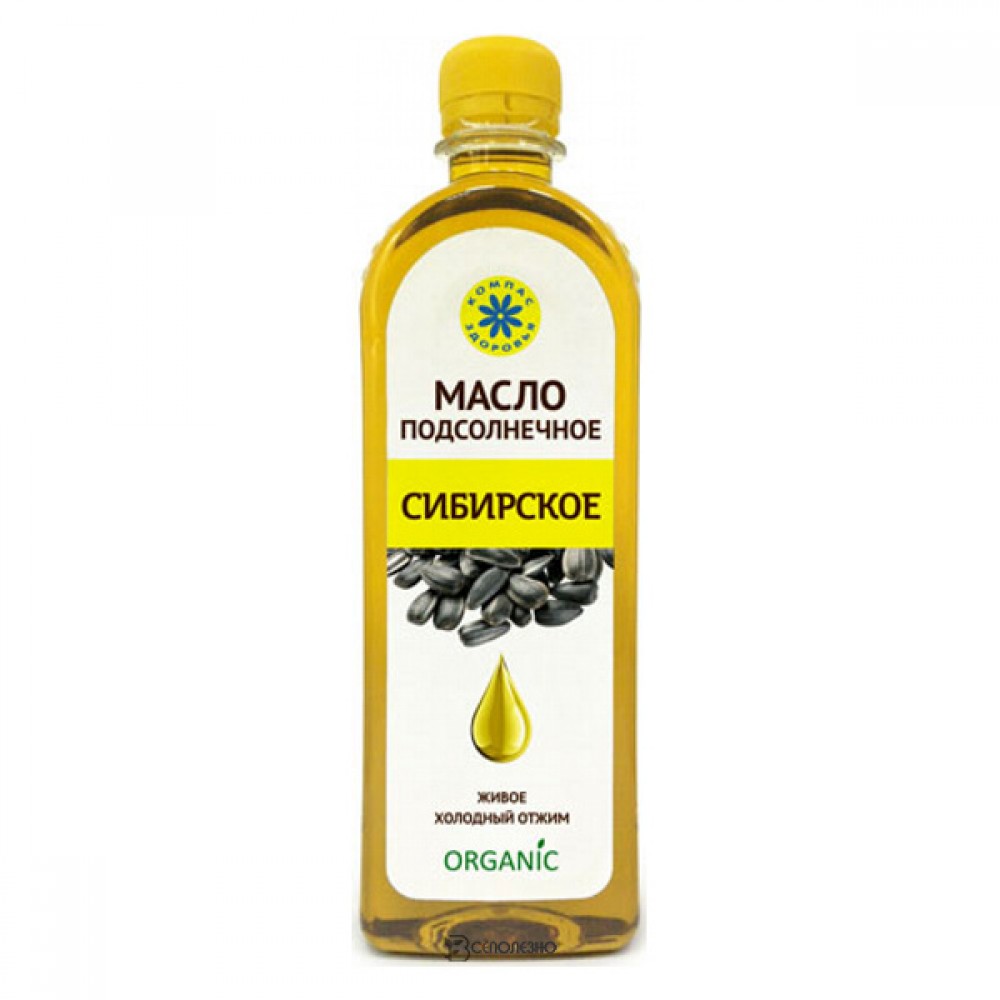 Масло подсолнечное Сибирское нерафинированное Компас здоровья 500 мл 220925