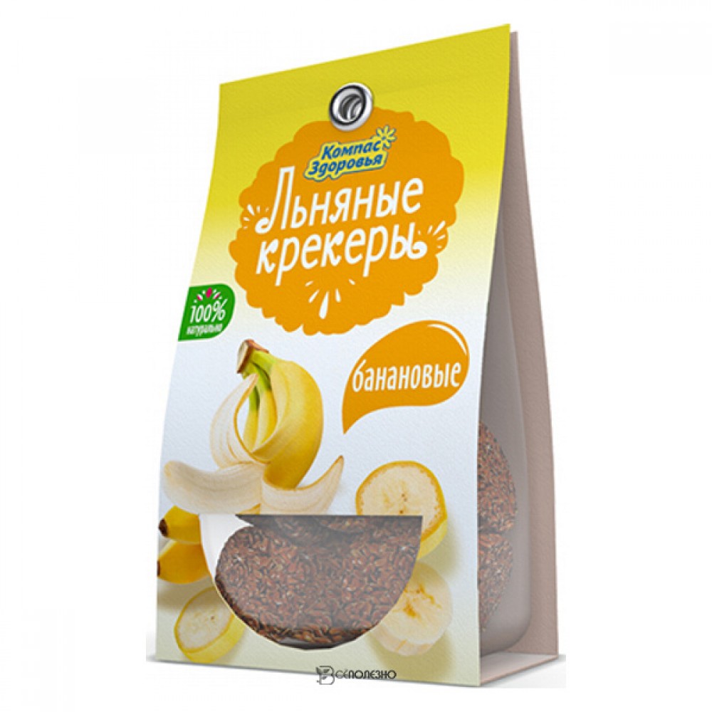 Крекеры льняные с бананом Компас здоровья 50 г 220980