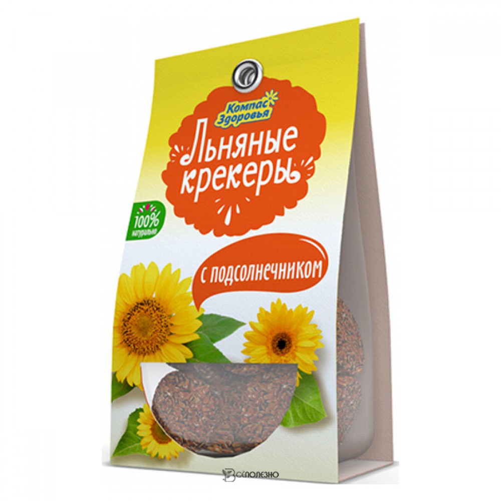 Крекеры льняные с подсолнечником Компас здоровья 50 г 221015
