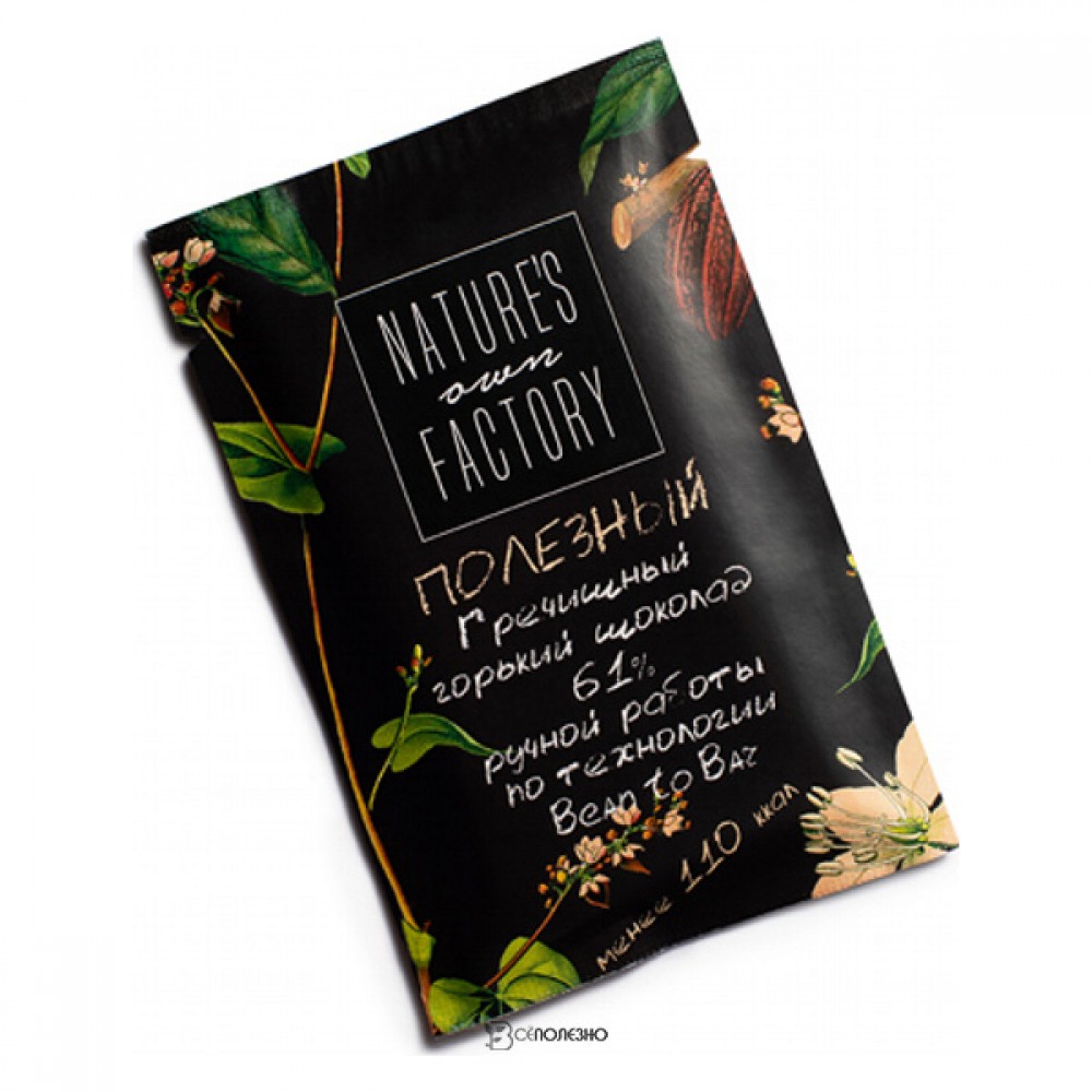 Горький шоколад 61% с гречишным чаем Nature's own Factory 230008