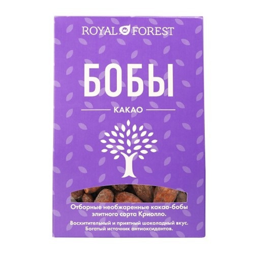 Какао-бобы необжаренные, неочищенные Royal Forest 100 г 230131