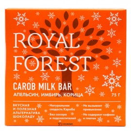 Шоколад из кэроба с апельсином, имбирем и корицей Carob milk bar Royal Forest 75 г 230133