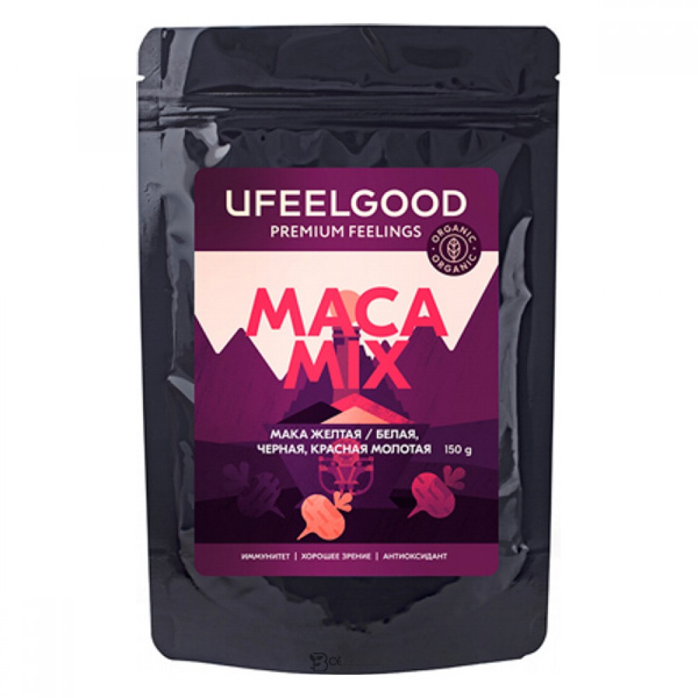 Мака mix 3 in 1 молотая Мака бел + Мака красная + Мака черная organic Ufeelgood 150 г 230270