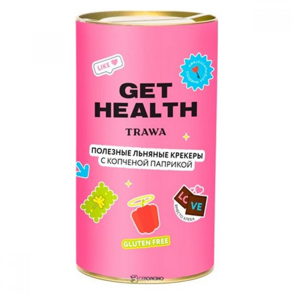 Крекеры льняные с копчёной паприкой от Get Health 160 г TRAWA 113402