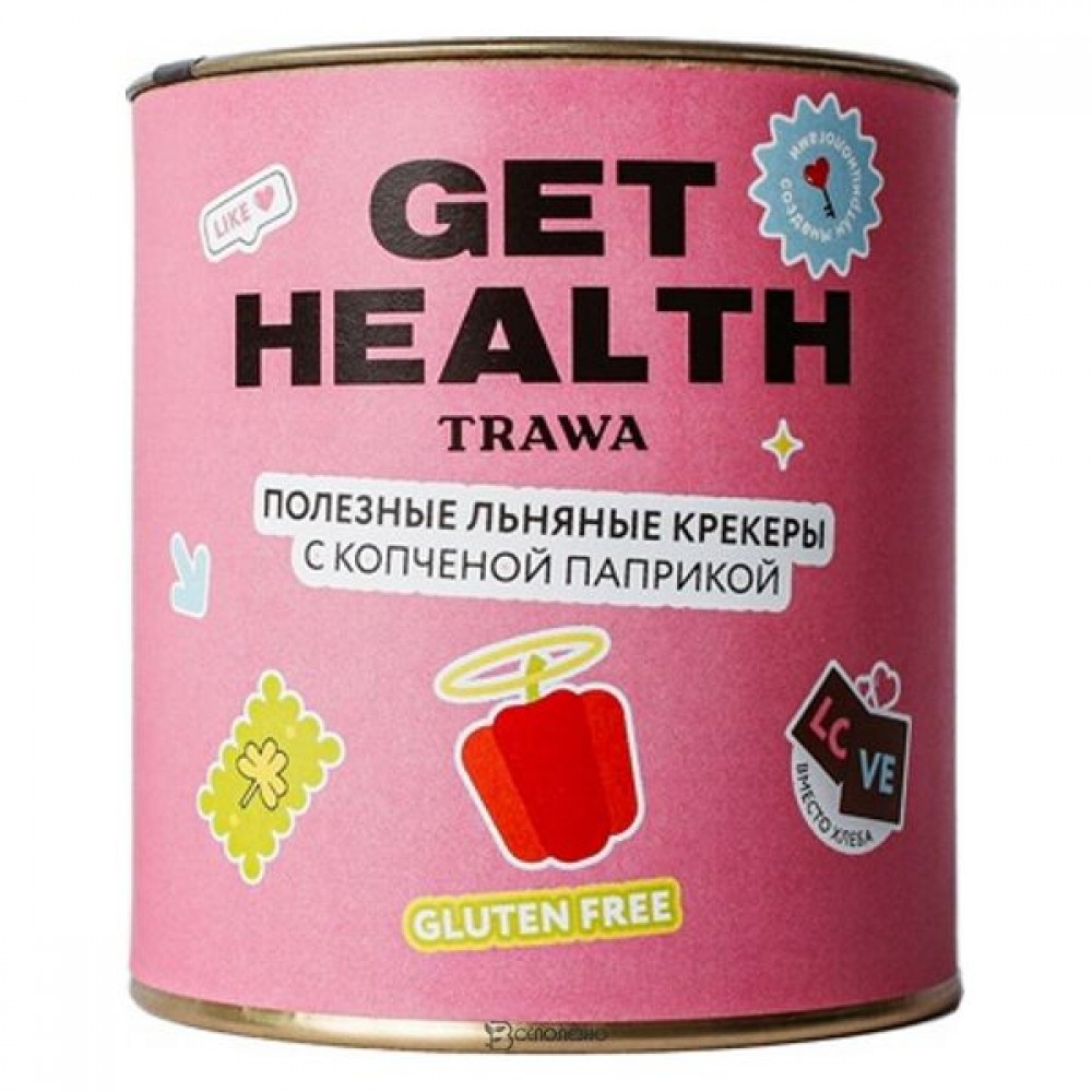 Крекеры льняные с копчёной паприкой от Get Health 60 г TRAWA 113403
