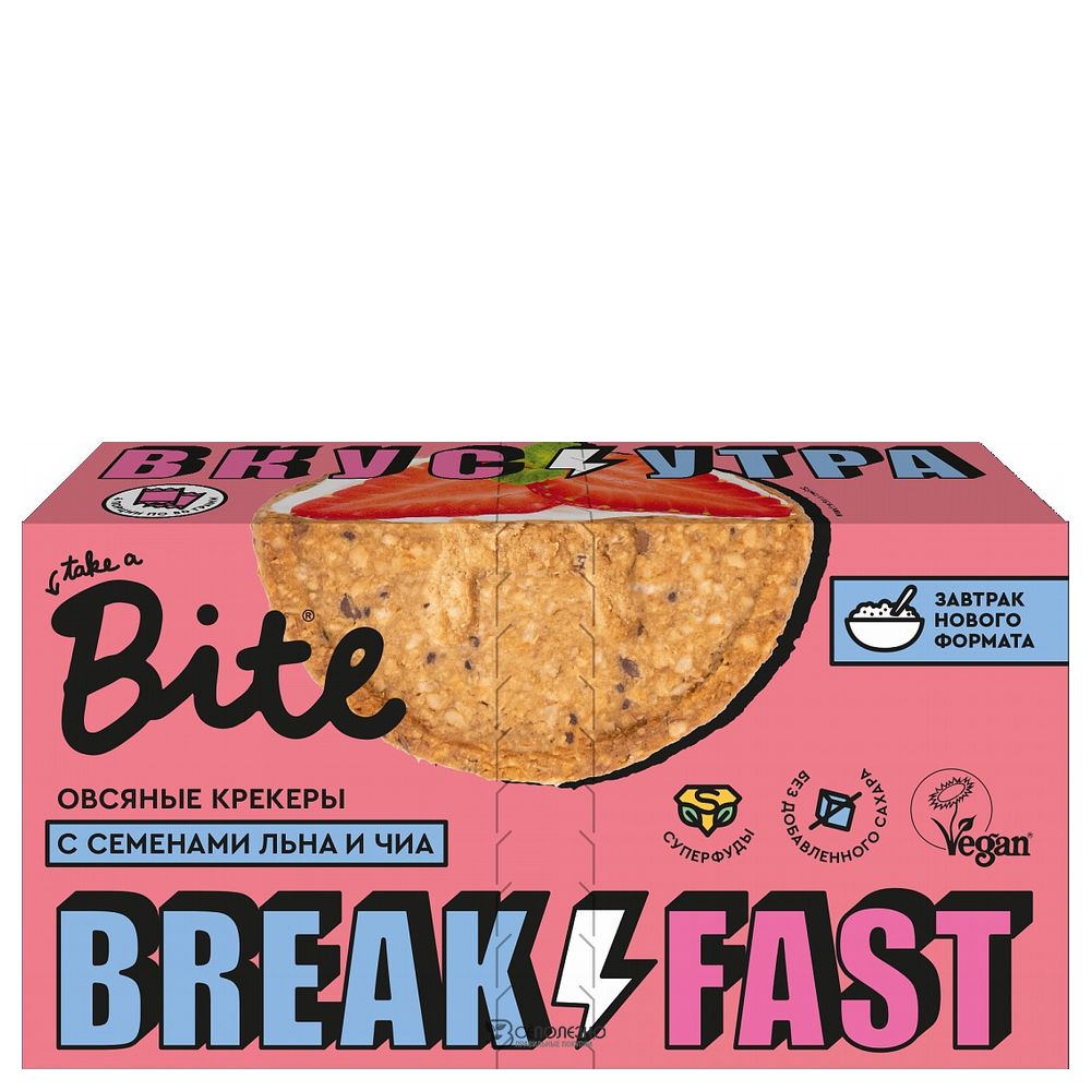 Овсяные крекеры с семенами подсолнечника льна и чиа Bite 160438