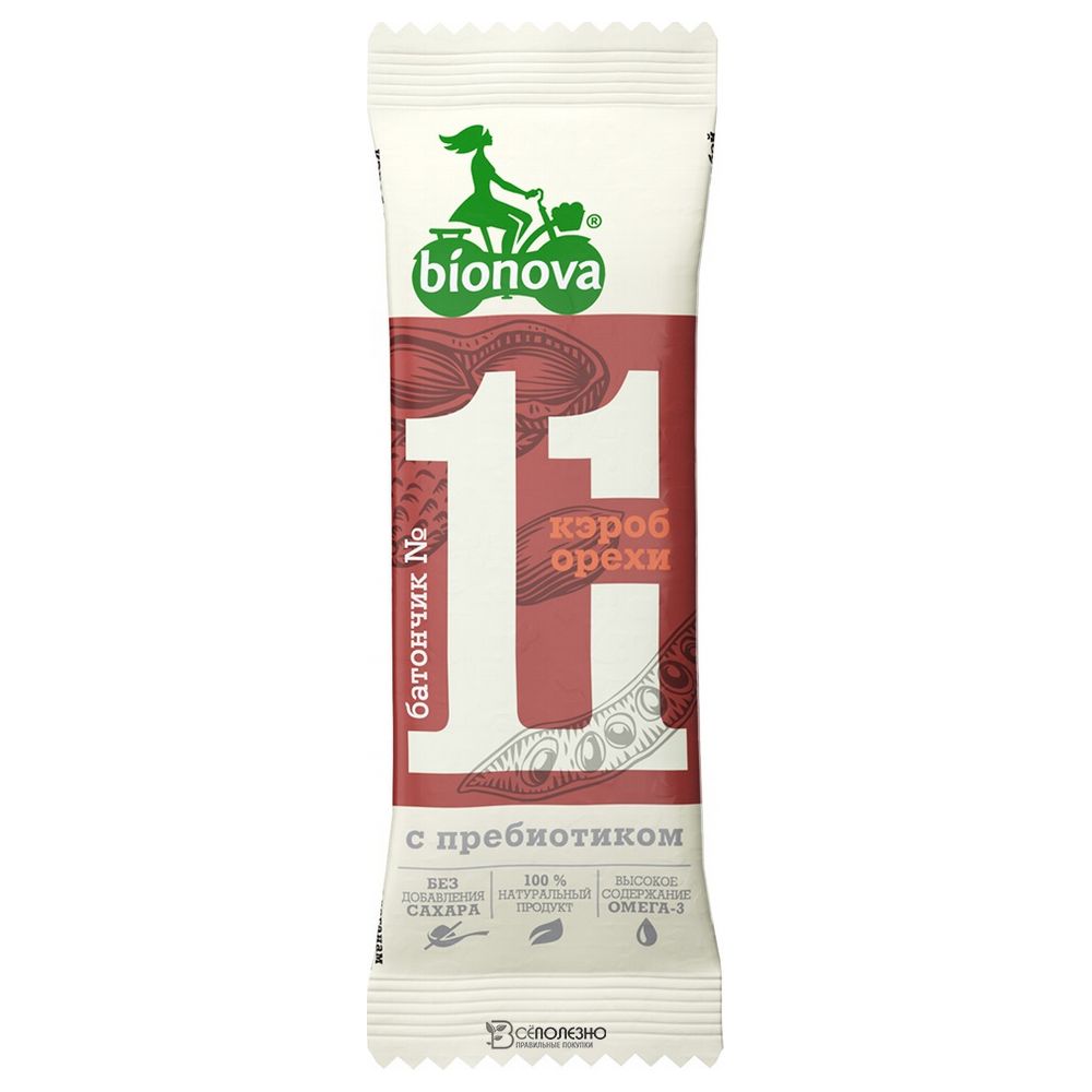 Фруктово-ореховый батончик с кэробом 35 г Bionova 107547