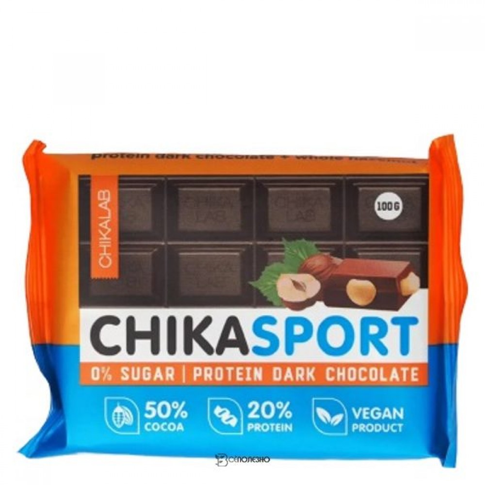 ChikaSport Шоколад темный веган с цельным фундуком 100 г CHIKALAB 113113